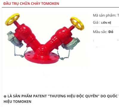 Đầu trụ chữa cháy tomoken thương hiệu Nhật Bản